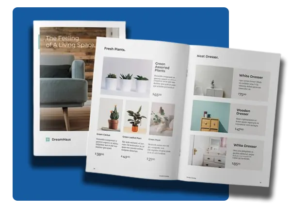 Dos catálogos de empresas impresos y personalizados